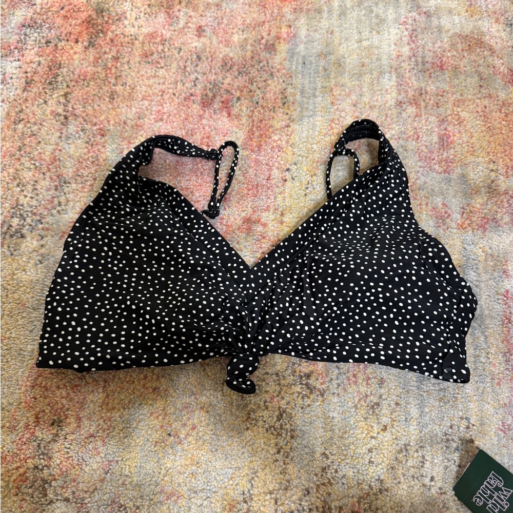 No Boundaries Black and White Dotted Bikini Top